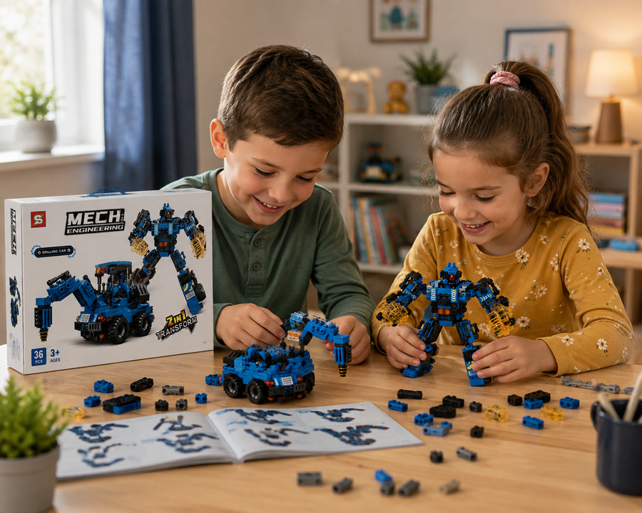 2-u-1 građevinski set – bušilica i robot - deca se igraju